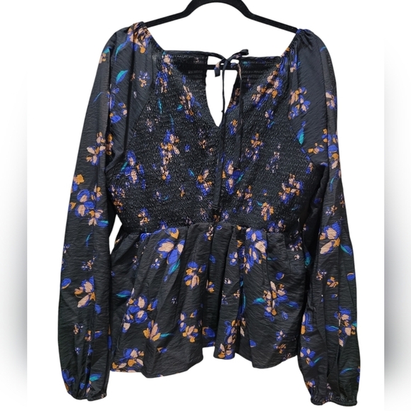 1X Ava & Viv Floral Black Blue Orange Boho Smocked Baby Doll - Picture 4 of 6